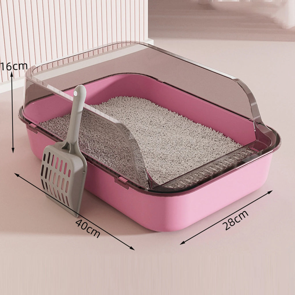 Semi-Enclosed Cat Litter Box with Frame – Large & Easy Clean
