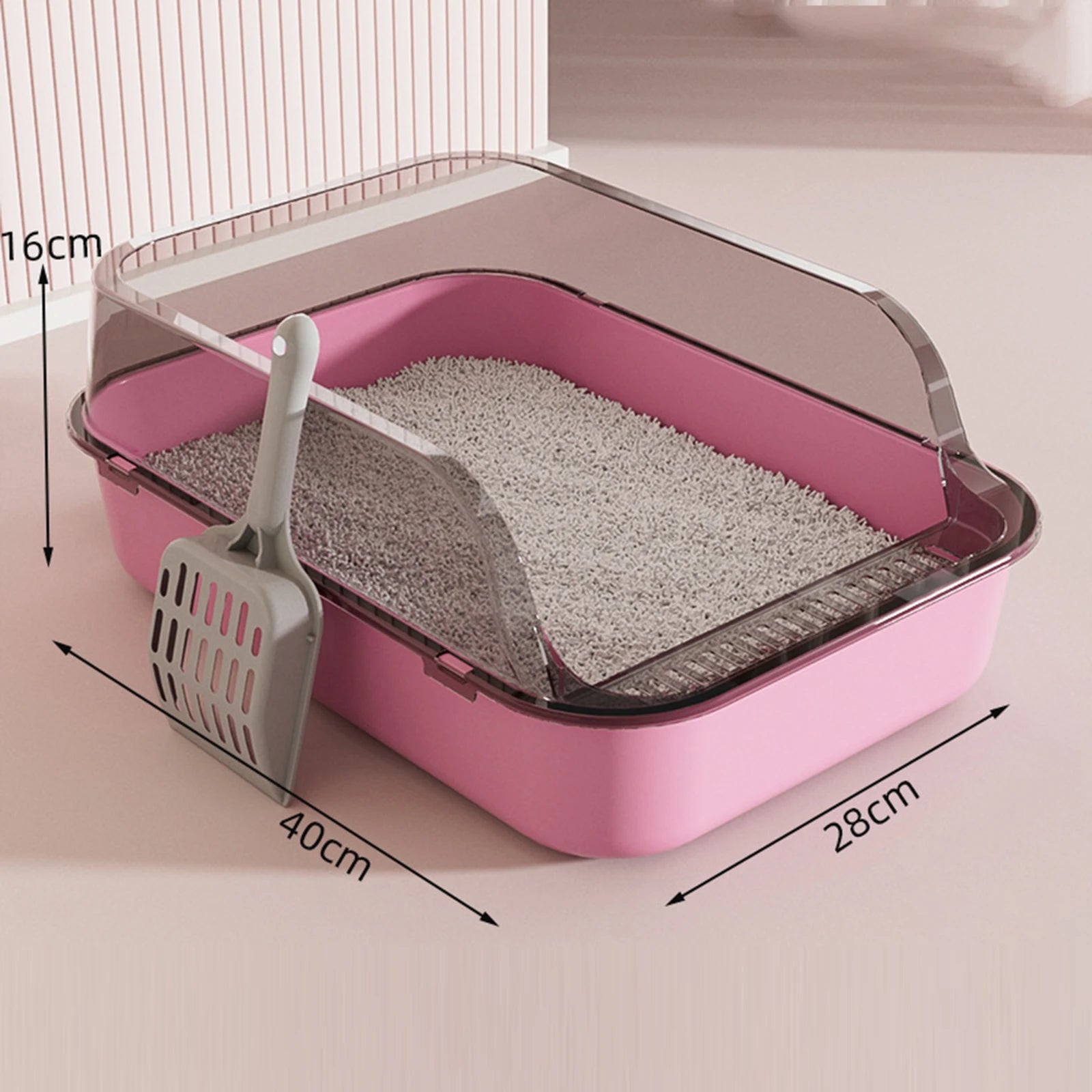 Semi-Enclosed Cat Litter Box with Frame – Large & Easy Clean