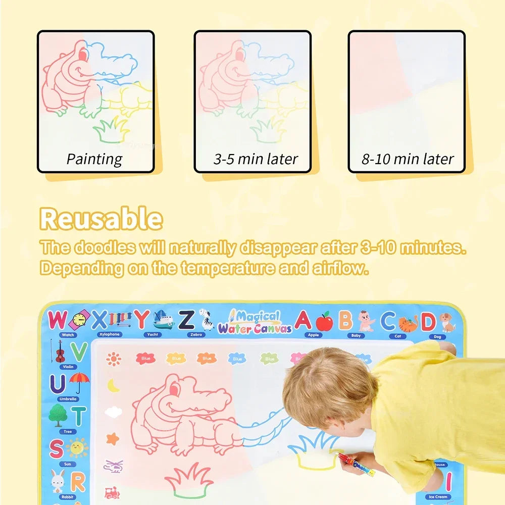 Magic Water Drawing Mat,Reusable Kids Doodle Board, Montessori Educational Toy