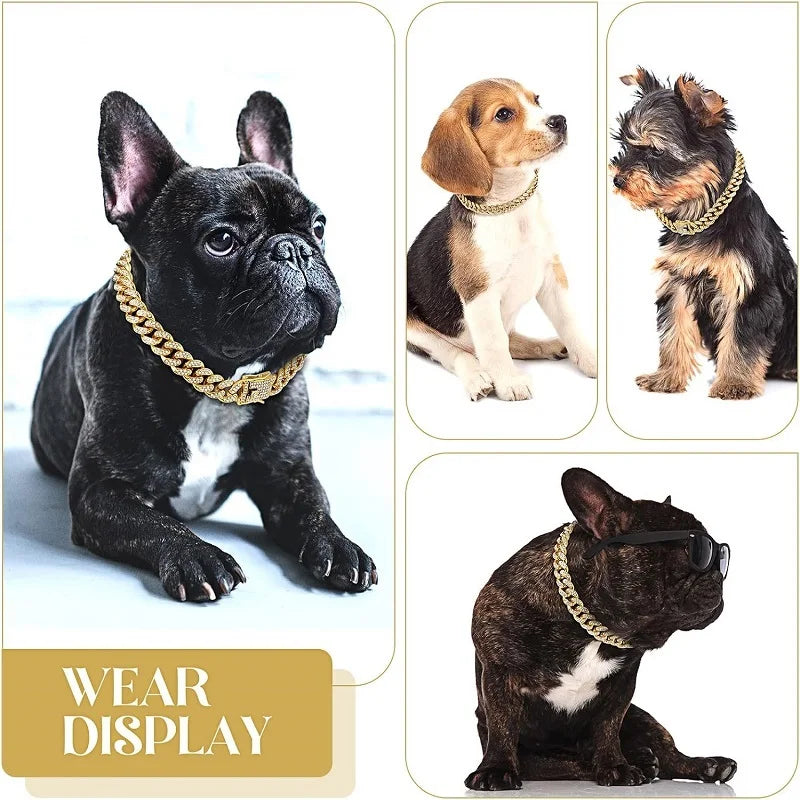 Pet Jewelry Collar – Gold Chain Necklace for Dogs & Cats