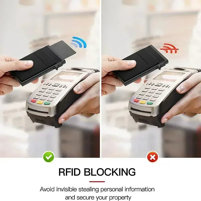 RFID Blocking Metal Wallet for Men ,Slim Minimalist Credit Card Holder Case
