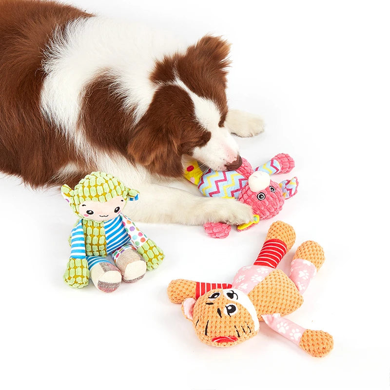 Interactive Dog Plush Toy – Bite Resistant, Teeth Cleaning & Squeaky Pet Toy