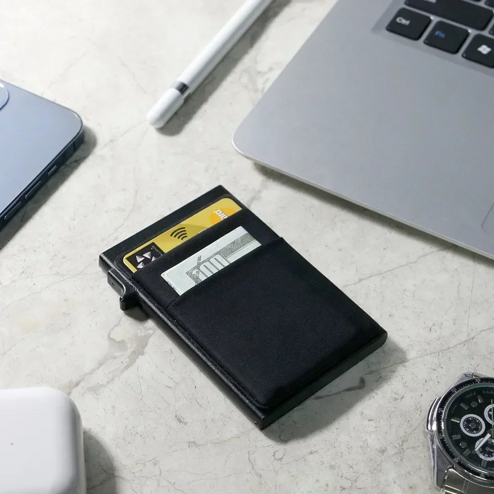 RFID Blocking Metal Wallet for Men ,Slim Minimalist Credit Card Holder Case