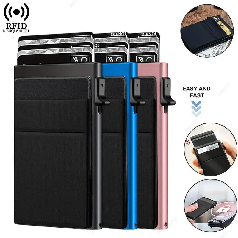 RFID Blocking Metal Wallet for Men ,Slim Minimalist Credit Card Holder Case