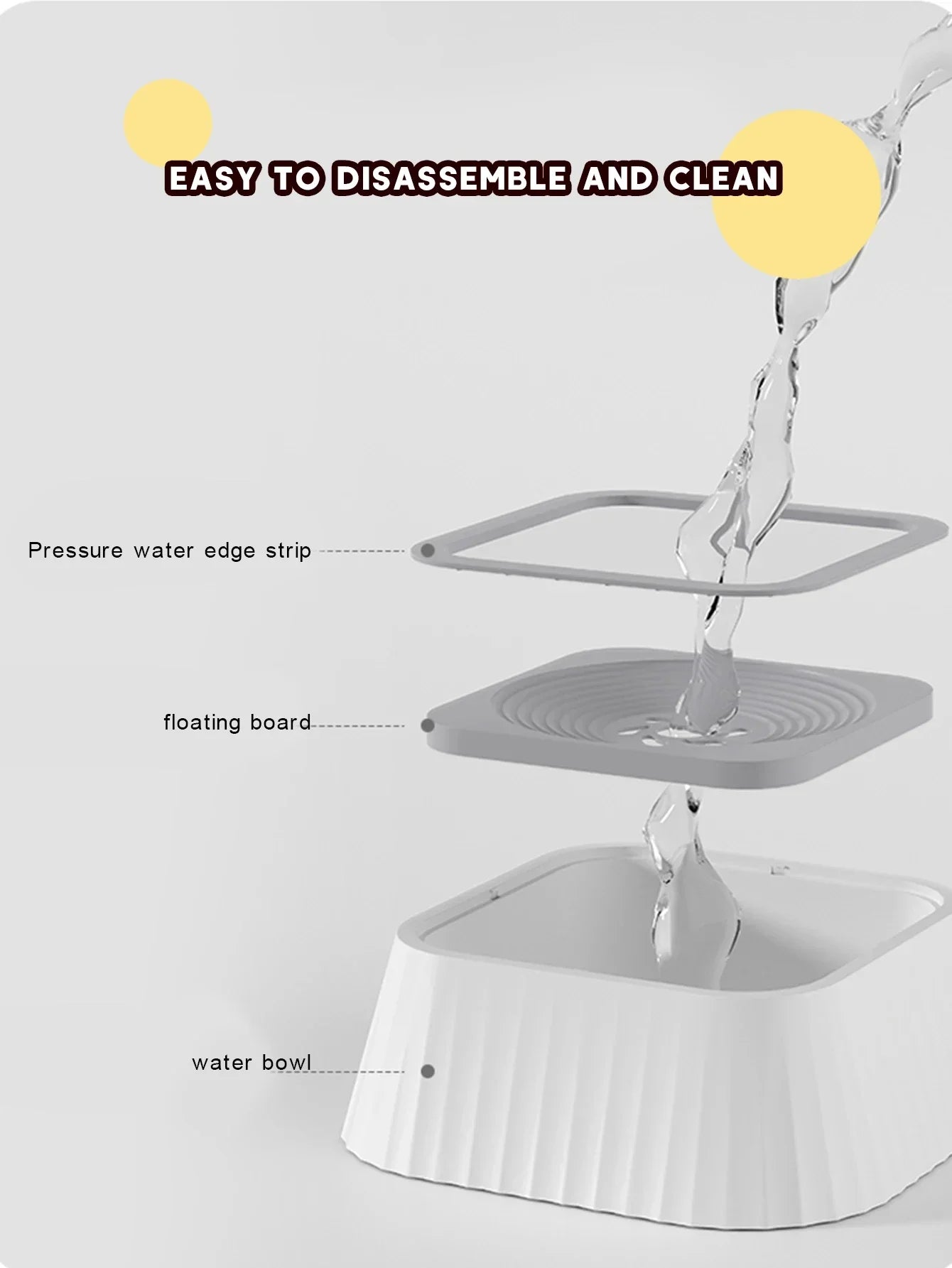 No Spill Pet Water Fountain,Anti-Splash Dog Bowl with Floating Plate Slow Feeder