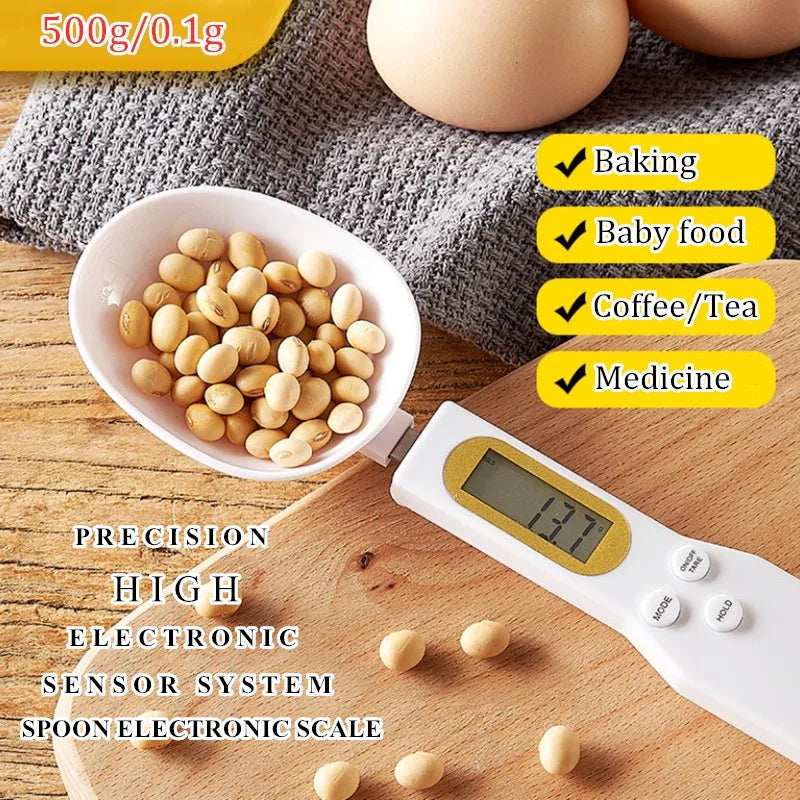 Digital Kitchen Spoon Scale – LCD Food Weighing Tool 0.1-500g