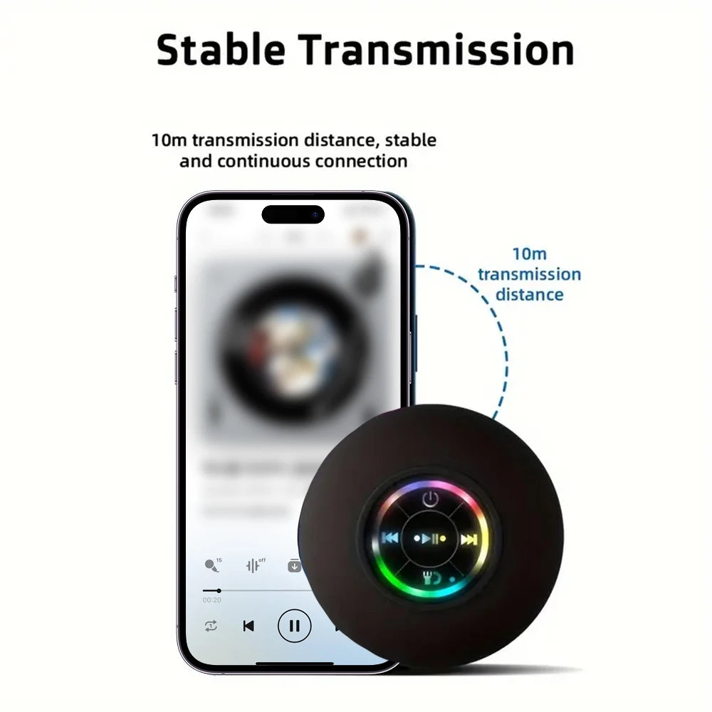 Waterproof Mini Bluetooth Speaker with LED & Suction Cup
