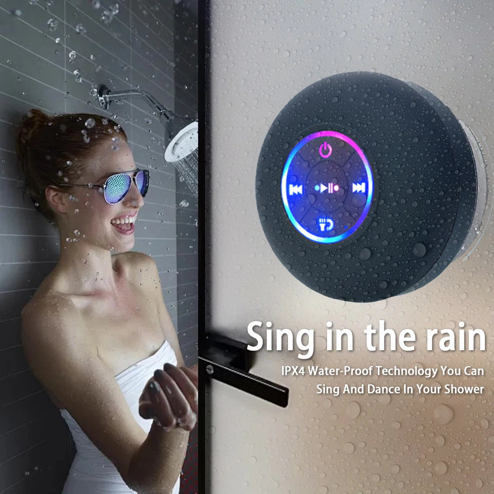 Waterproof Mini Bluetooth Speaker with LED & Suction Cup