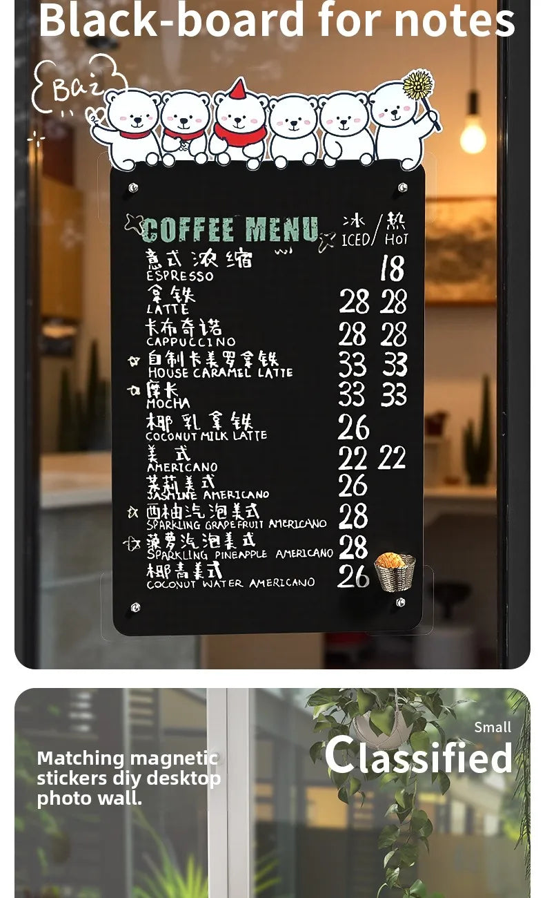 Magnetic Desktop Whiteboard – Large Standing Blackboard Sign for Coffee Shop