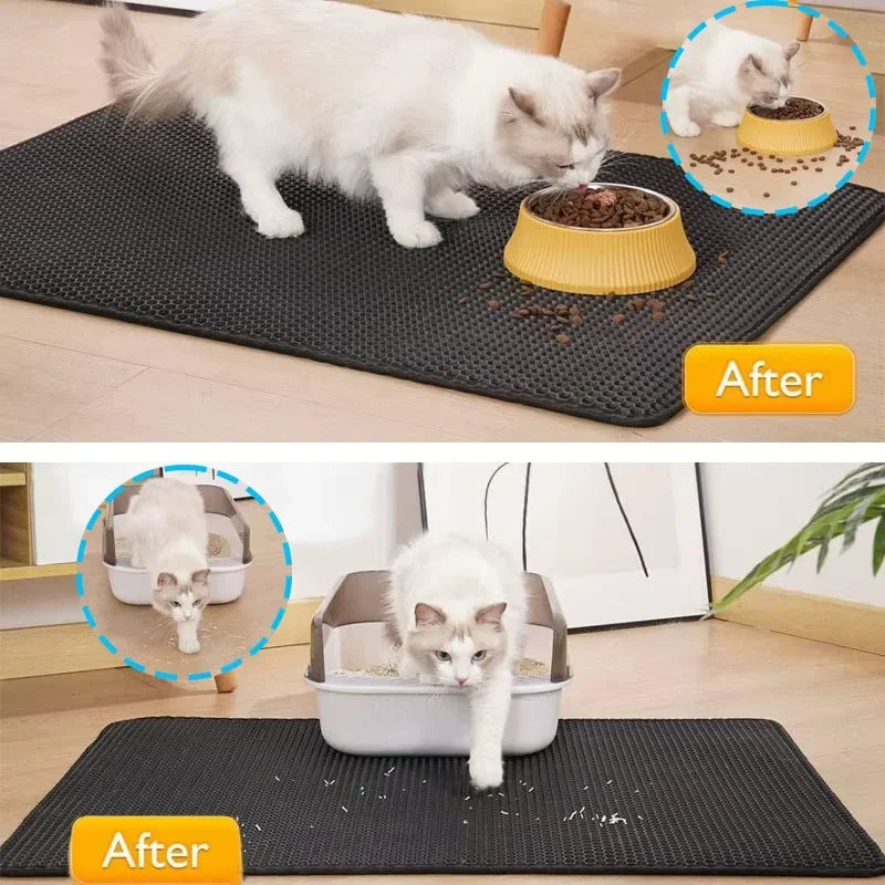 Durable Cat Litter Box Mat – Waterproof, Double Layer & Easy to Wash