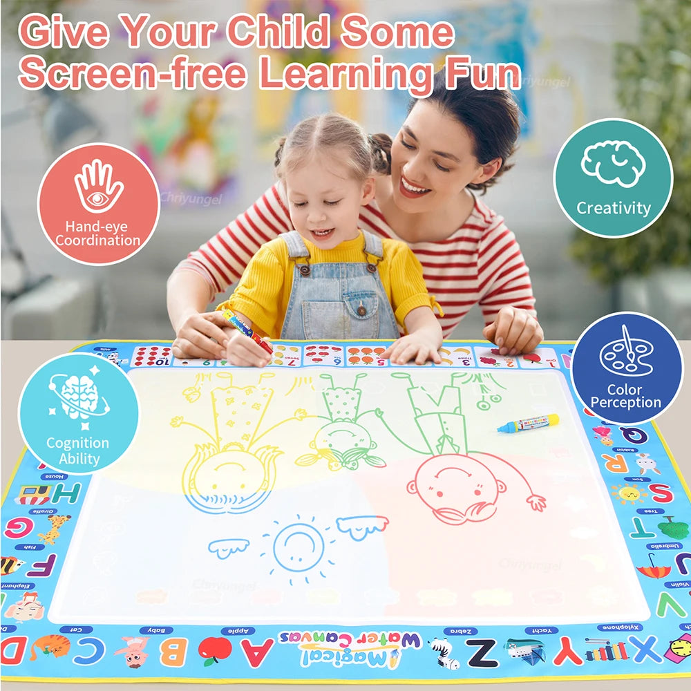 Magic Water Drawing Mat,Reusable Kids Doodle Board, Montessori Educational Toy