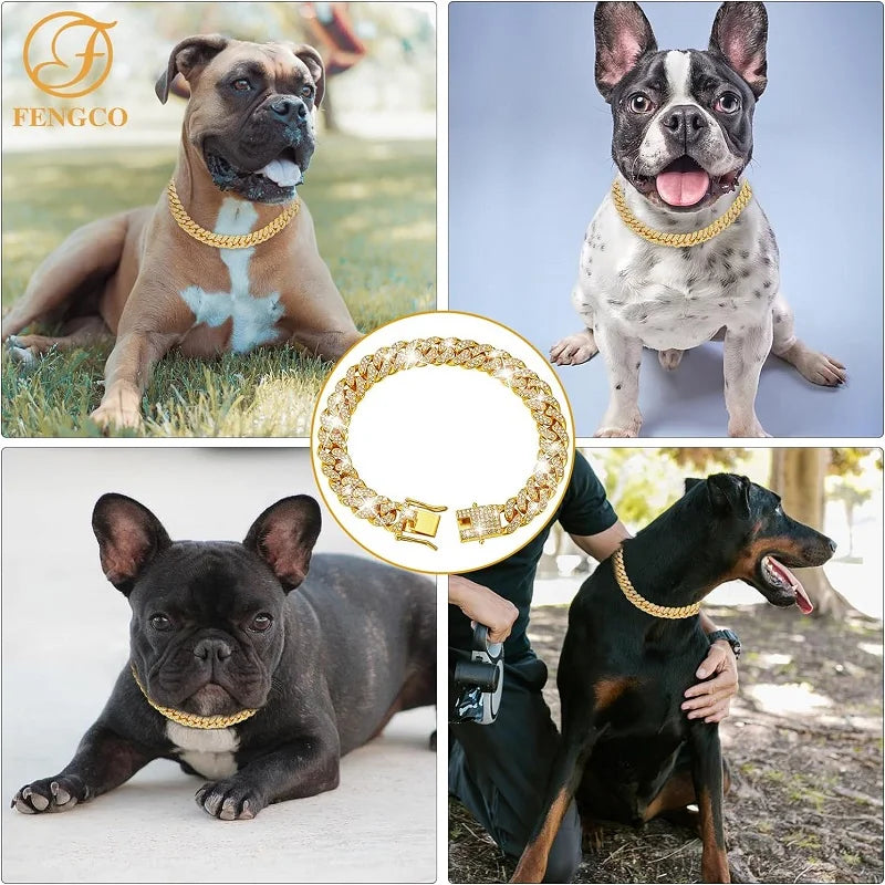 Pet Jewelry Collar – Gold Chain Necklace for Dogs & Cats